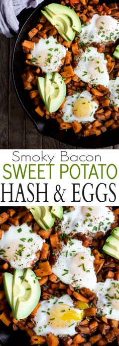 Smoky Bacon Sweet Potato Hash & Eggs