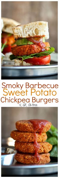 Smoky Barbecue Sweet Potato Chickpea Burgers