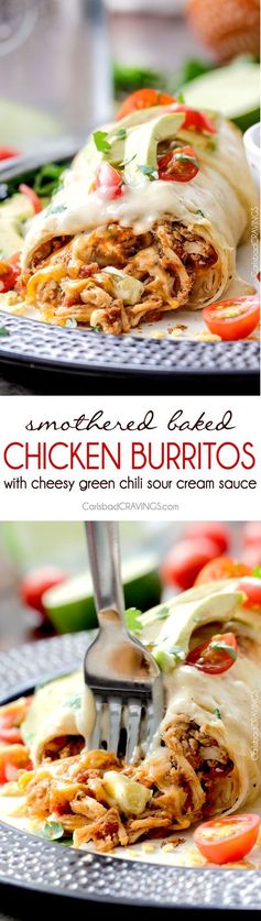 Smothered Baked Chicken Burritos