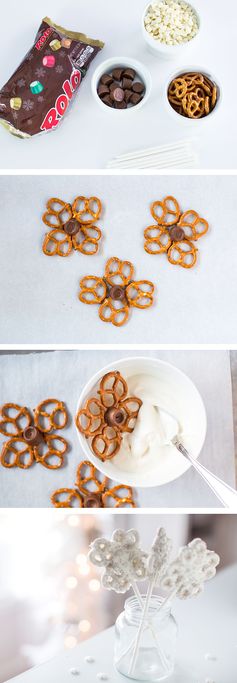 Snowflake Pretzel Pops