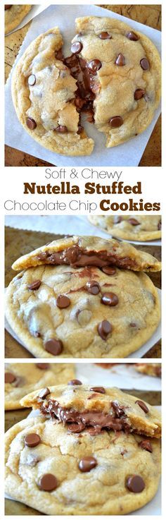 Soft Chewy Nutella Stuffed Chocolate Chip Cookies