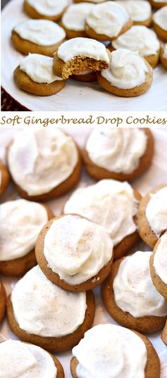 Soft Gingerbread Drop Cookies with Cream Cheese Frosting