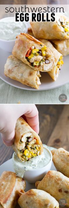 Southwestern Egg Rolls with Avocado Ranch Dipping Sauce