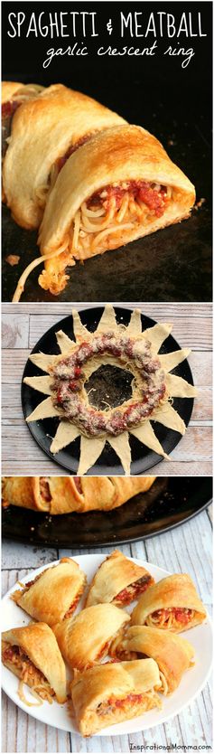 Spaghetti & Meatball Garlic Crescent Ring