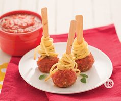 Spaghetti & Meatballs on a Stick