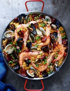 Spanish Paella with Chorizo and Seafood