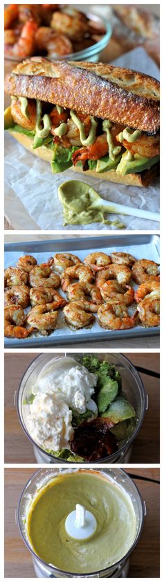Spicy Roasted Shrimp Sandwich with Chipotle Avocado Mayonnaise