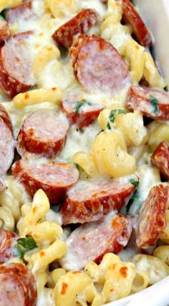 Spicy Smoked Sausage Alfredo Bake