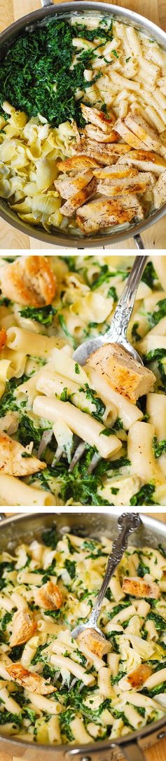 Spinach and Artichoke Chicken Alfredo Pasta