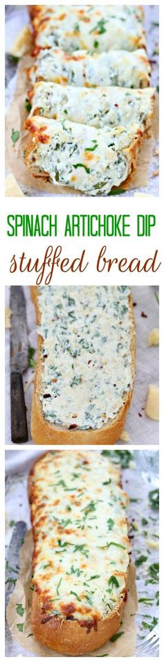 Spinach artichoke dip stuffed bread