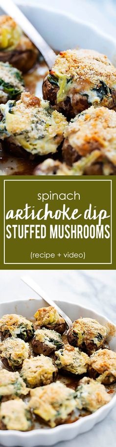 Spinach Artichoke Dip Stuffed Mushrooms (video