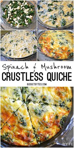 Spinach Mushroom and Feta Crustless Quiche