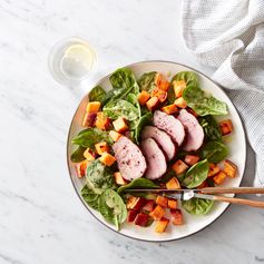 Spinach Salad with Roasted Sweet Potatoes