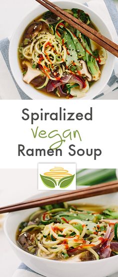Spiralized Vegan Ramen Soup with Zucchini Noodles