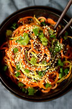 Spiralized Vegetable Noodle Bowls With Peanut Sauce