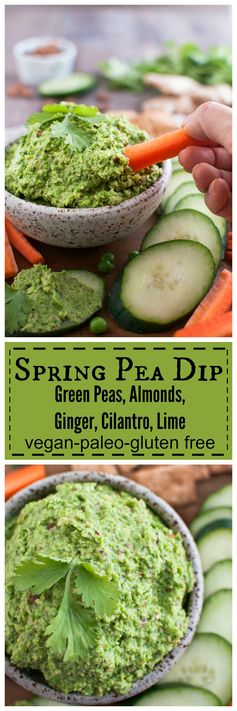 Spring Pea Dip with Almonds, Ginger, and Cilantro