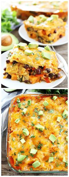 Stacked Sweet Potato and Black Bean Enchiladas