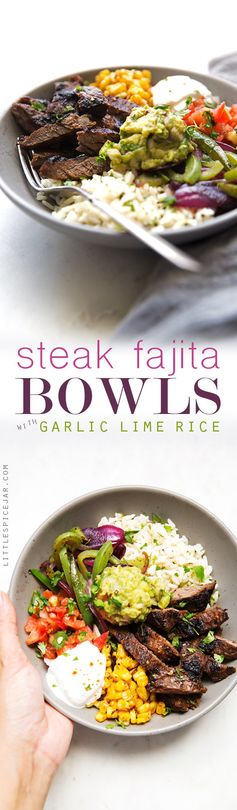 Steak Fajita Bowls with Garlic Lime Rice