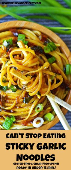 Sticky Garlic Quinoa Noodles (An’s Famous Garlic Noodles Copycat, 15 minutes, Gluten-free