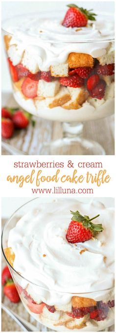 Strawberries and Cream Angel Food Cake Trifle