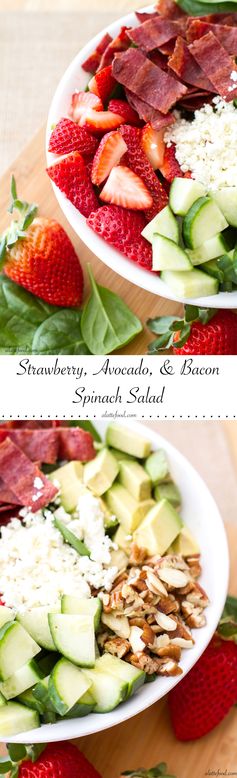 Strawberry, Avocado, & Bacon Spinach Salad