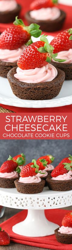 Strawberry Cheesecake Chocolate Cookie Cups