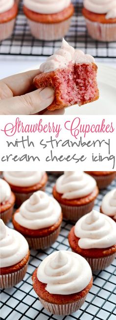 Strawberry Cupcakes with Strawberry Cream Cheese Icing