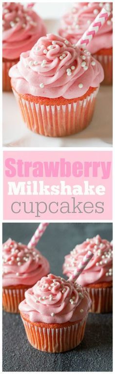 Strawberry Milkshake Cupcakes