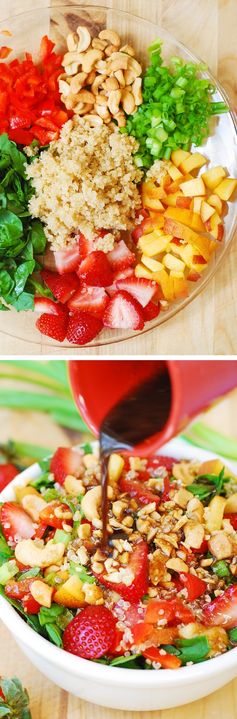 Strawberry, quinoa, spinach & cashew salad