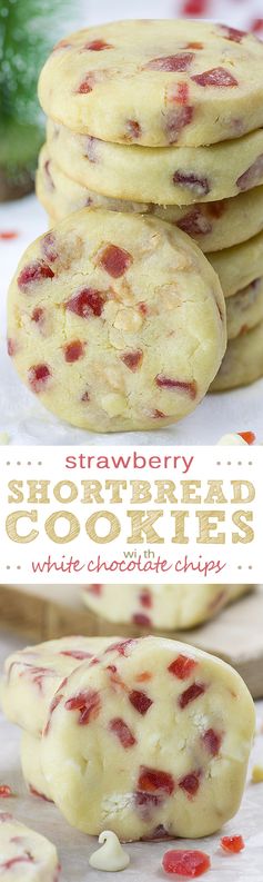 Strawberry White Chocolate Shortbread Cookies