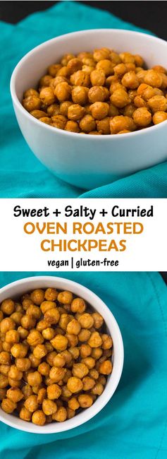 Sweet & Salty Oven Roasted Curried Chickpeas