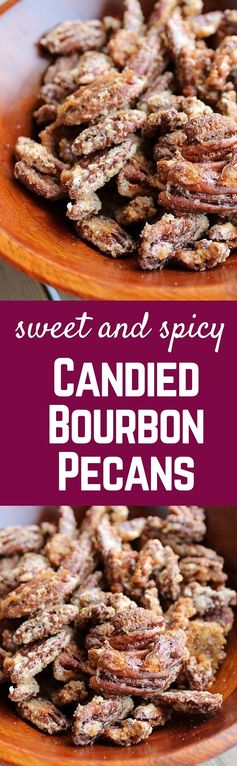 Sweet and Spicy Candied Bourbon Pecans
