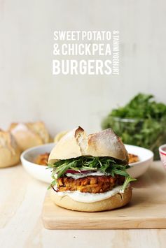 Sweet Potato & Chickpea Burgers with Tahini Yoghurt // I Ate That