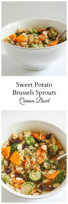 Sweet Potato Brussels Sprout Quinoa Bowl