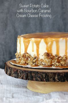 Sweet Potato Cake with Bourbon Caramel Cream Cheese Frosting