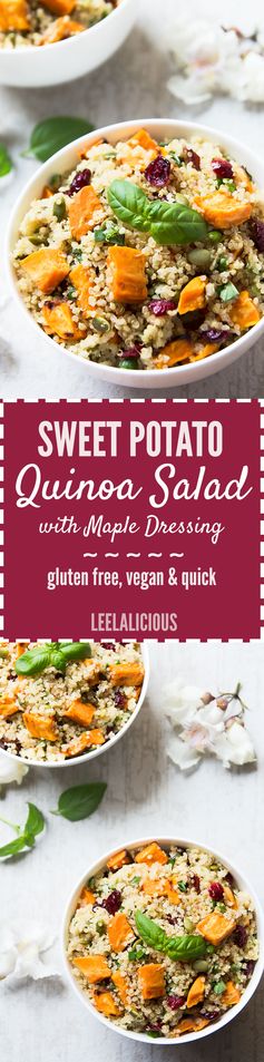 Sweet Potato Cranberry Quinoa Salad with Maple Dressing