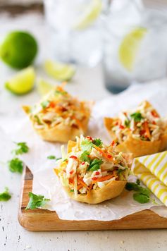 Thai Chicken Salad Wonton Cups