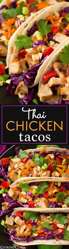 Thai Chicken Tacos with Peanut Sauce