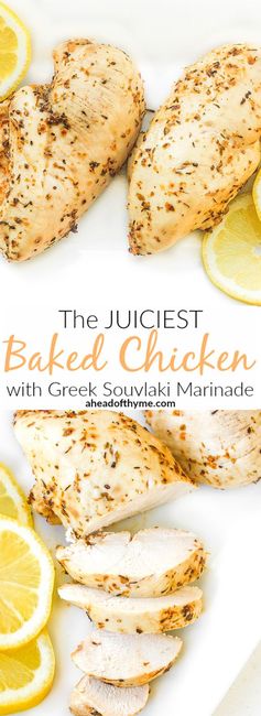 The Juiciest Baked Chicken Breast with Greek Souvlaki Marinade