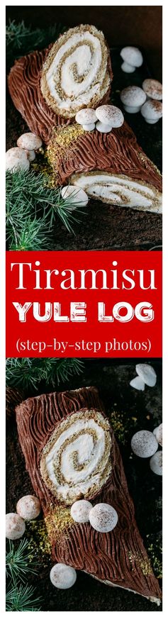 Tiramisu Yule Log Christmas Cake