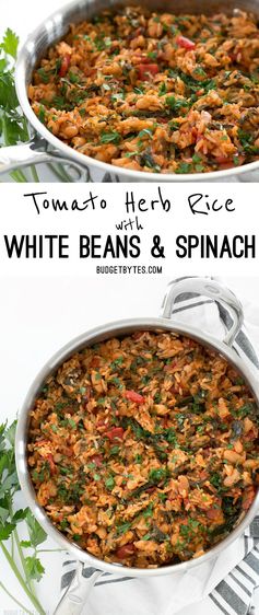 Tomato Herb Rice with White Beans and Spinach