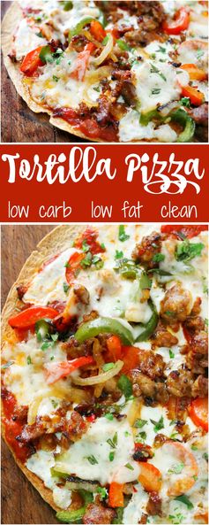 Tortilla Pizza With Sausage, Peppers and Onions