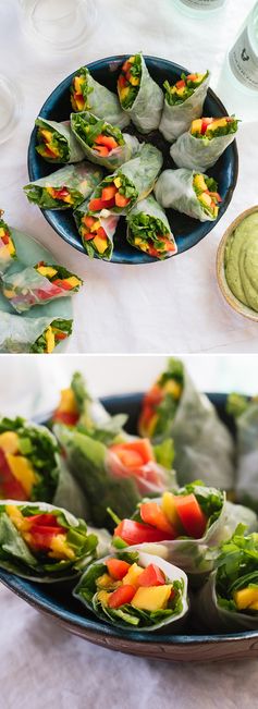 Tropical Mango Spring Rolls with Avocado-Cilantro Dipping Sauce