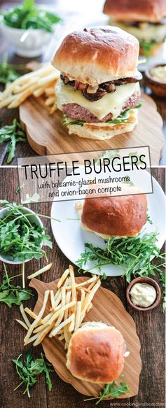 Truffle Burgers with Balsamic Glazed Mushrooms and Onion-Bacon Compote
