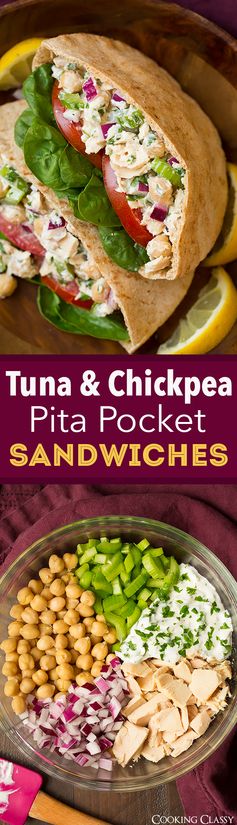 Tuna and Chickpea Pita Sandwiches