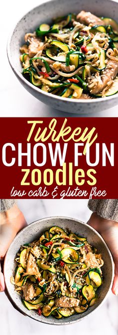 Turkey Chow Fun Tamari Zoodles (Low Carb, Gluten Free