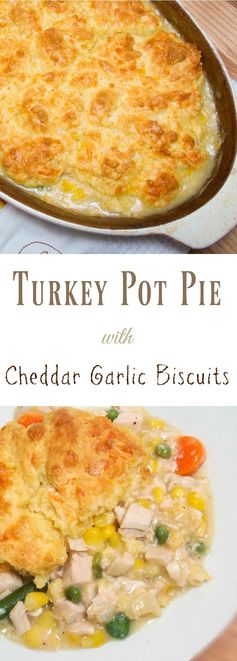 Turkey Pot Pie with Cheddar Garlic Biscuit Topping