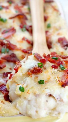 Twice baked cheese and bacon mashed potato casserole