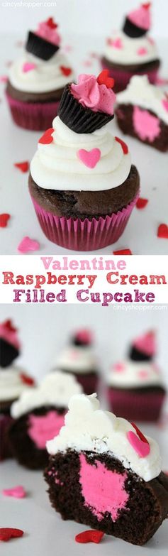 Valentine Raspberry Cream Filled Cupcake with a Cupcake