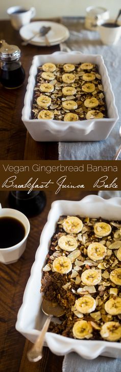 Vegan Banana Gingerbread Breakfast Quinoa Bake